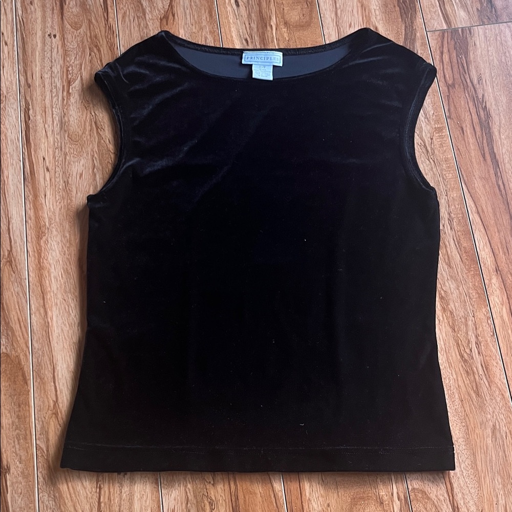 Vintage Black Velvet Sleeveless Top